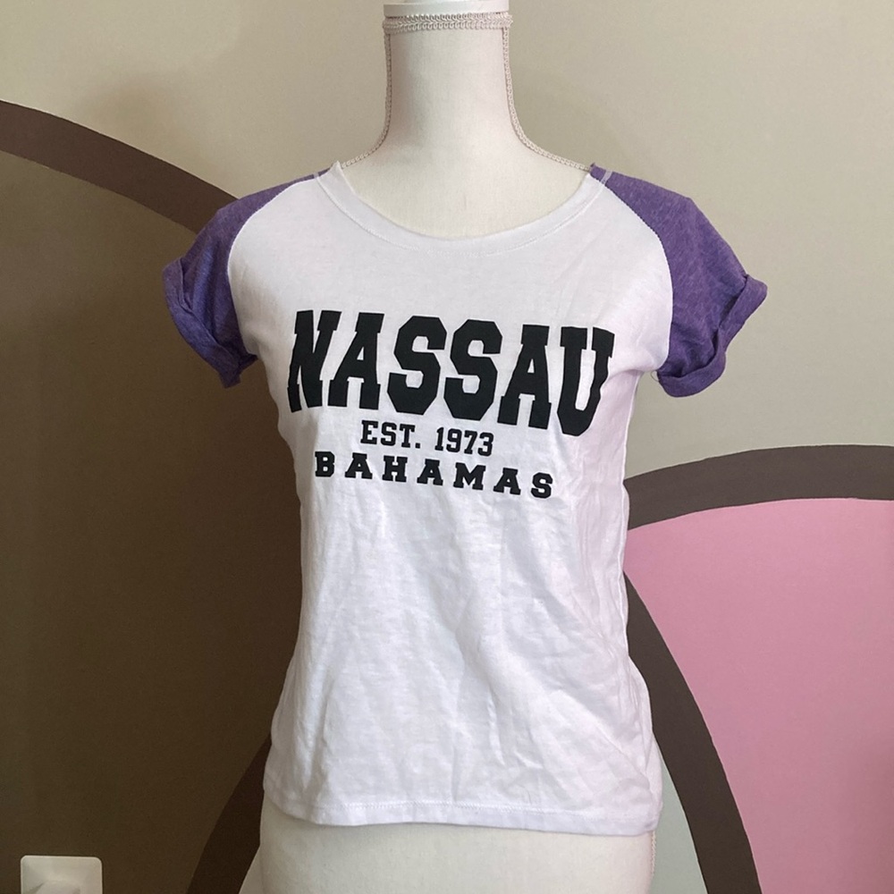 Caribbean Purple and White Short Sleeve Tee Nassau Design